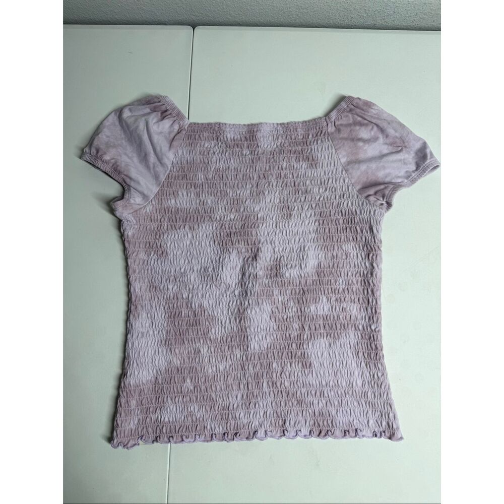 Abercrombie Kids Girls Smocked Puff Sleeve Top Sz15/16 Light Pink Stretch Shirt - Picture 6 of 9